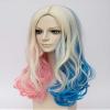 FALAMKA Blue and Pink Long Curly Cosplay Wig view 3