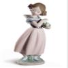 LLADRÓ Girl Figurine Adorable Innocence (Special Edition), Girl with Flowers, Porcelain view 1