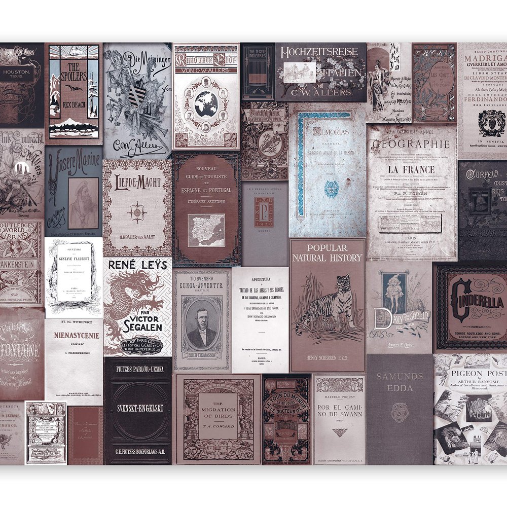 murando Vintage Retro Book Photo Wallpaper, 300 x 210 cm, Bedroom
