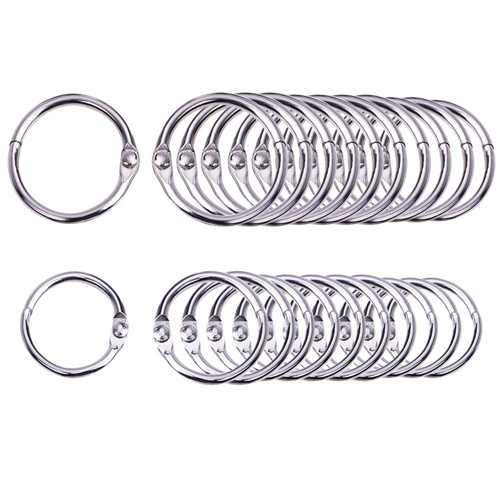 Outus 100 Book Binding Rings, 2.5 cm and 1.9 cm, Silver