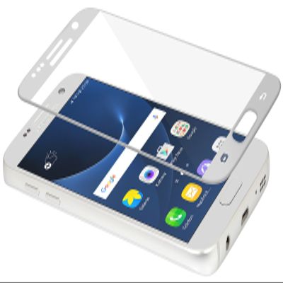 STILGUT Curved Tempered Glass Screen Protector for Samsung Galaxy S7, Silver Edge