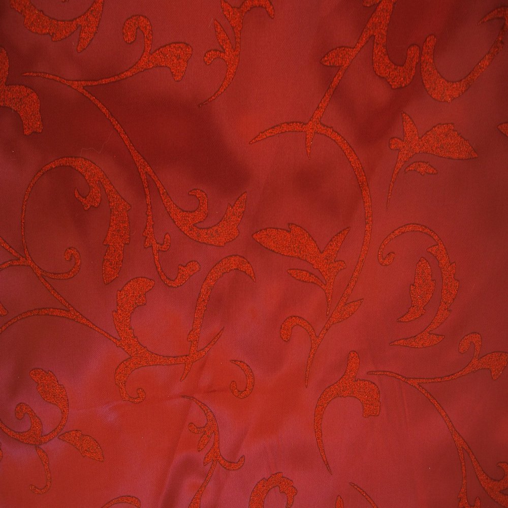 Mc-Stoff Satin Glitter Fabric Bordeaux Red