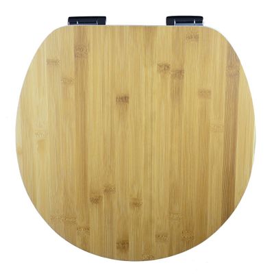 EISL Toilet Seat with Wood Core and Genuine Bamboo Surface, Soft-Close, Bamboo/White, EDSPBA01