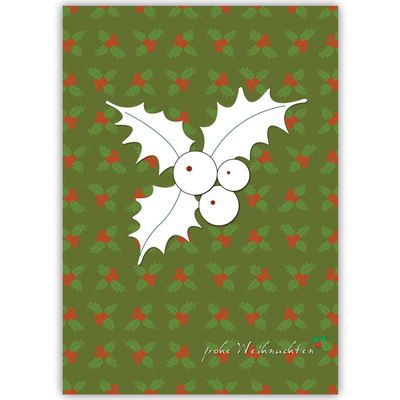 Kartenkaufrausch Elegant Green Christmas Card with Mistletoe Silhouette