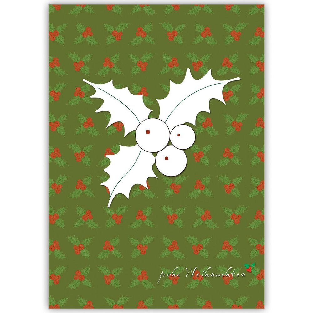 Kartenkaufrausch Elegant Green Christmas Card with Mistletoe Silhouette