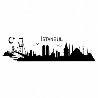 Wandtattooladen Wall Decal – Istanbul Skyline, 250 x 47 cm, Green