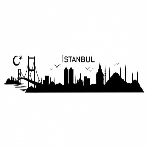 Wandtattooladen Wall Decal – Istanbul Skyline, 250 x 47 cm, Green