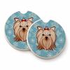 Caroline's Treasures Snowflake Yorkie Yorkshire Terrier Set of 2 Car Cup Holder Coasters, Multicolor view 1