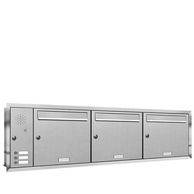 AL 3-Compartment Recessed Mailbox System with Doorbells, Stainless Steel