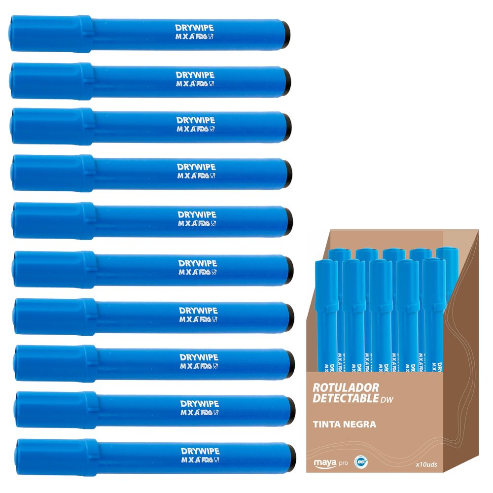 Maya Professional Tool Q08002/2 Detectable Pro Marker, Metal- and X-Ray-Detectable, Blue, 10-Pack