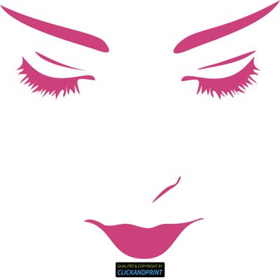 CLICKANDPRINT Face Wall Decal, 140 x 112.6 cm, Pink