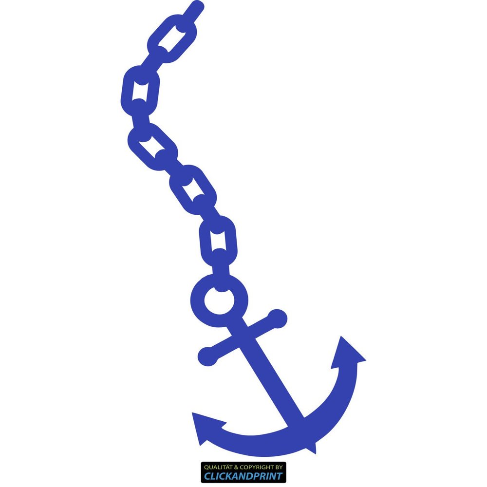 CLICKANDPRINT Boat Anchor with Chain Wall Decal, 160 × 80.9 cm, Brilliant Blue