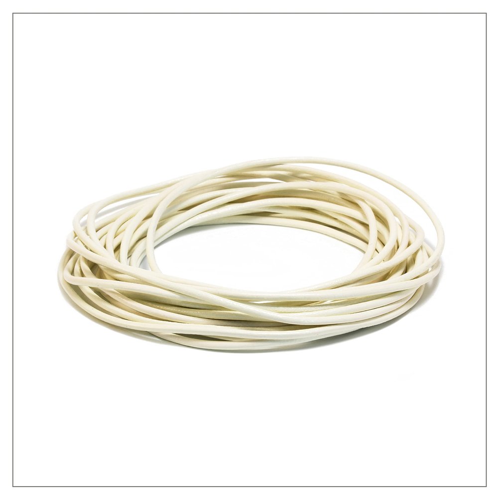 INWARIA Round Genuine Cowhide Leather Cord, 2 mm x 5 m, Natural