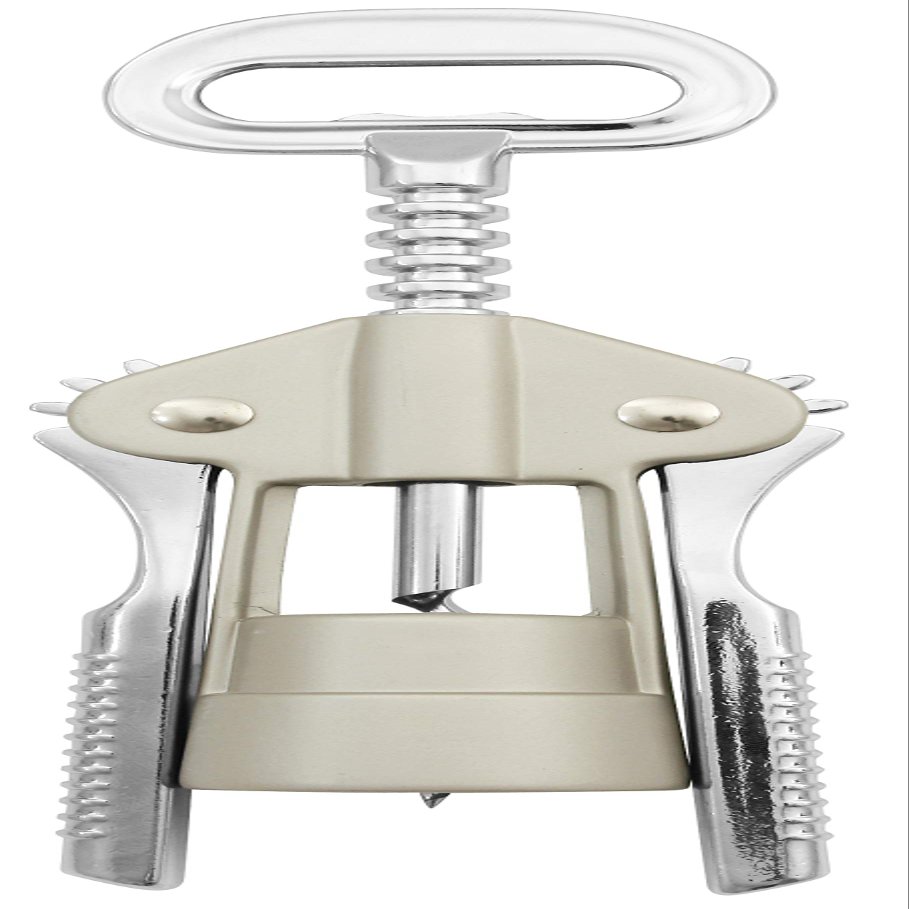 FMprofessional Wine/Prosecco Opener with Cap Lifter, Silver/Beige