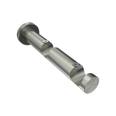 Interdeco Double Curtain Rod Bracket, Stainless Steel Look, Open, 7.5 and 14.5 cm Wall Clearance, Double-Run, 20 mm, Platon (4 pcs.)