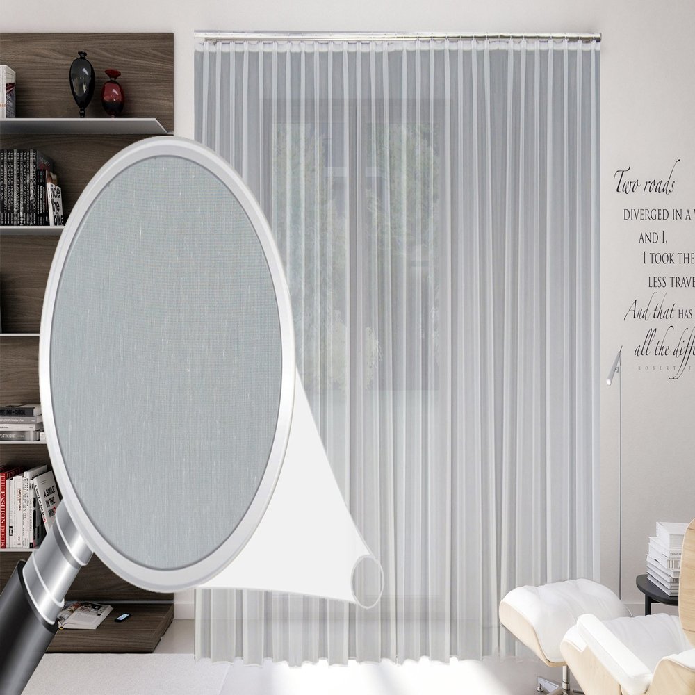 Sun World Made-to-Measure White Batiste Sheer Curtain with Lead Weight and Automatic Pleat Tape, 1:2.5, Triple Pleat
