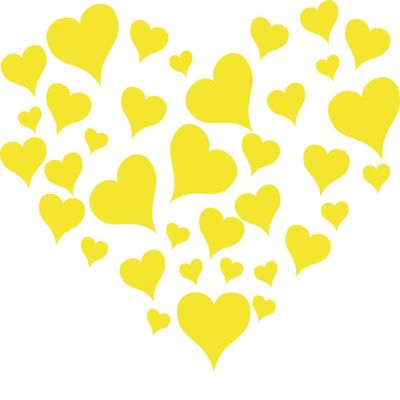 CLICKANDPRINT Hearts Within a Heart Wall Sticker, 100 x 84 cm, Sulfur Yellow