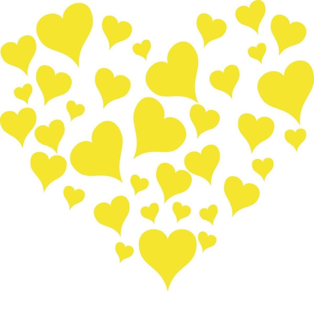 CLICKANDPRINT Hearts Within a Heart Wall Sticker, 100 x 84 cm, Sulfur Yellow