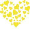 CLICKANDPRINT Hearts Within a Heart Wall Sticker, 100 x 84 cm, Sulfur Yellow view 1