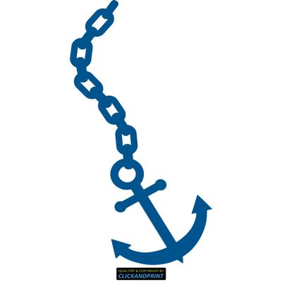 CLICKANDPRINT Boat Anchor with Chain Wall Decal, 60 x 30.3 cm, Gentian Blue