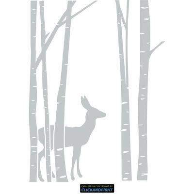 CLICKANDPRINT Forest Wall Decal, 30 x 21.1 cm, Light Gray – Wall Tattoo/Wall Sticker/Vinyl