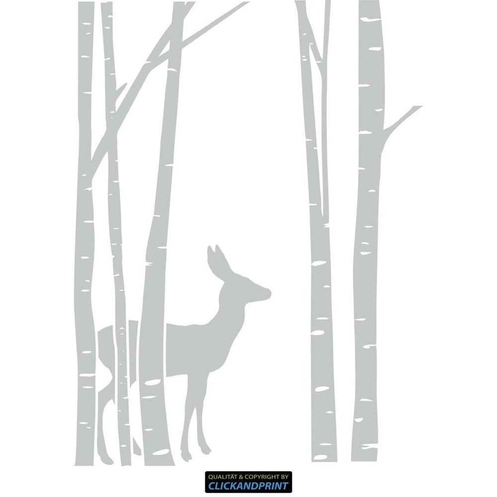CLICKANDPRINT Forest Wall Decal, 30 x 21.1 cm, Light Gray – Wall Tattoo/Wall Sticker/Vinyl