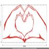 CLICKANDPRINT Wall Sticker, Hands Forming a Heart, 80 x 33.3 cm, Light Red view 3
