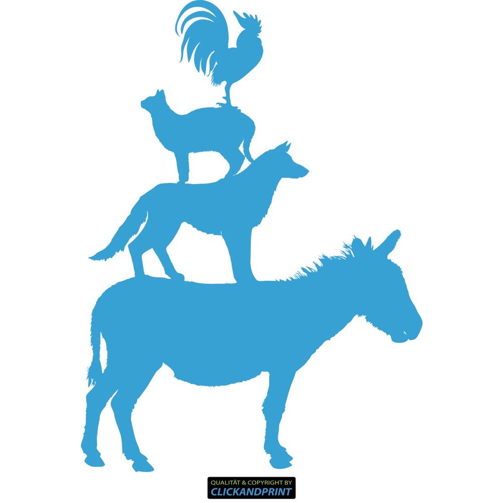 CLICKANDPRINT The Town Musicians of Bremen Sticker, 90 x 61.2 cm, Light Blue