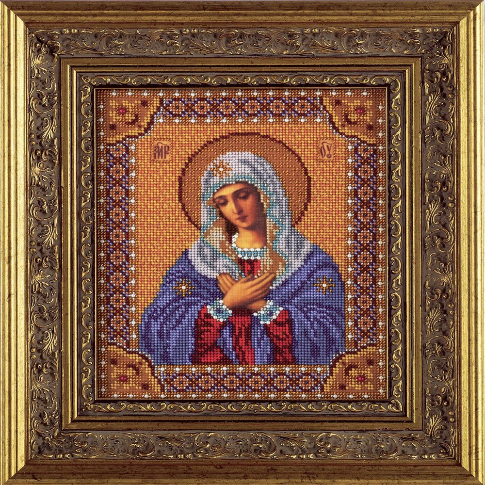 RTO RB-153 Mother of God of Tenderness Icon Bead Embroidery Kit, Multicolor, 20 x 25 cm