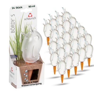 Scheurich S Birdy Water Dispenser | Clear | 90 ml | Small Watering Globe with Terracotta Stem