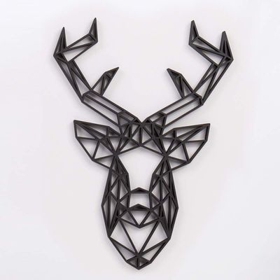 KLEINLAUT 3D Origami Deer Head, 35.9 x 50 cm (XL), Pastel Pink
