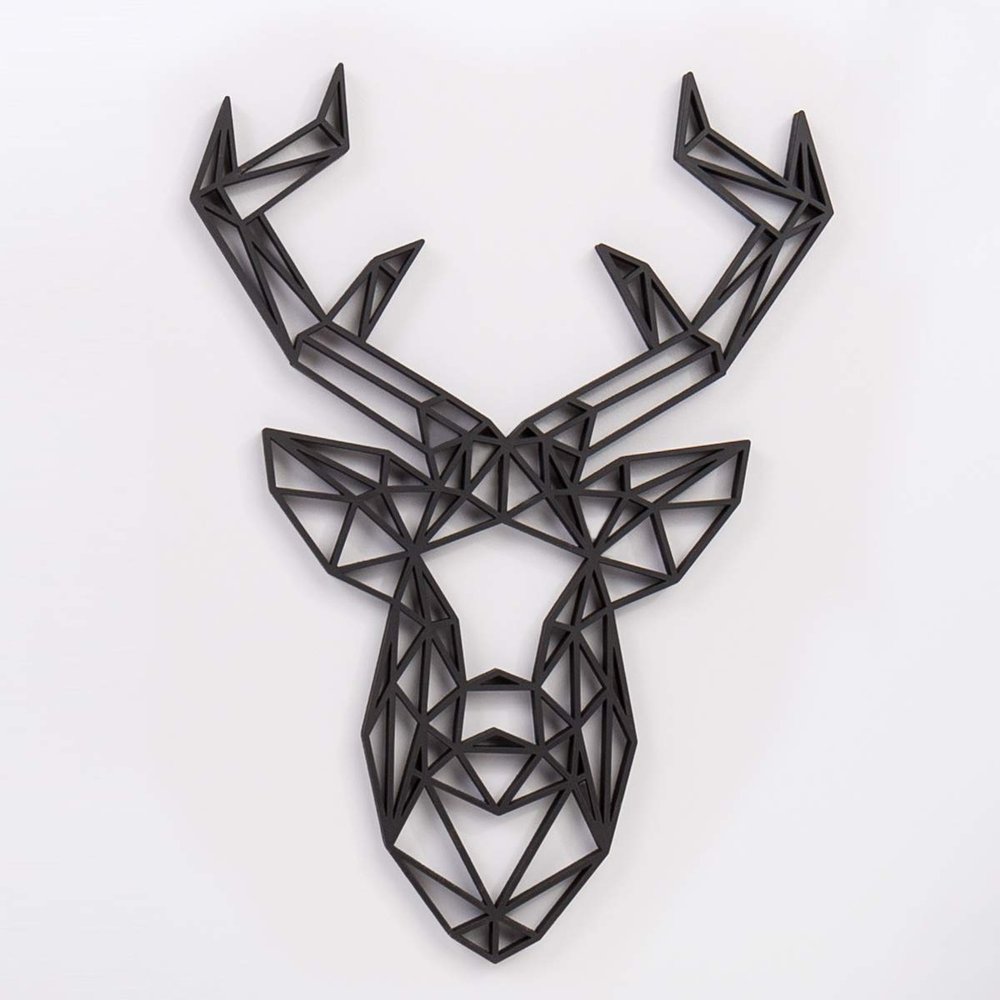 KLEINLAUT 3D Origami Deer Head, 35.9 x 50 cm (XL), Pastel Pink