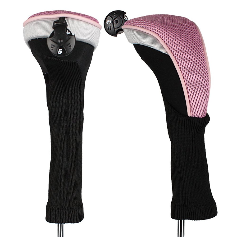 Andux 2-Pack Hybrid Golf Club Headcovers, Iron Covers with Interchangeable Number Labels, CTMT-02, Pink, Reusable