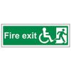 vsafety 14034 AX-R Fire Exit Sign, Wheelchair Final Fire Exit, Text, Man Right, Rigid Plastic, Green, 300 x 100 mm view 1