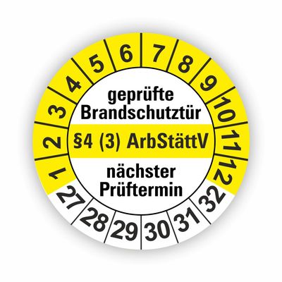 Fassbender-Druck Fire Protection Inspection Stickers, 30 mm, Self-Adhesive PVC, 120 Pieces