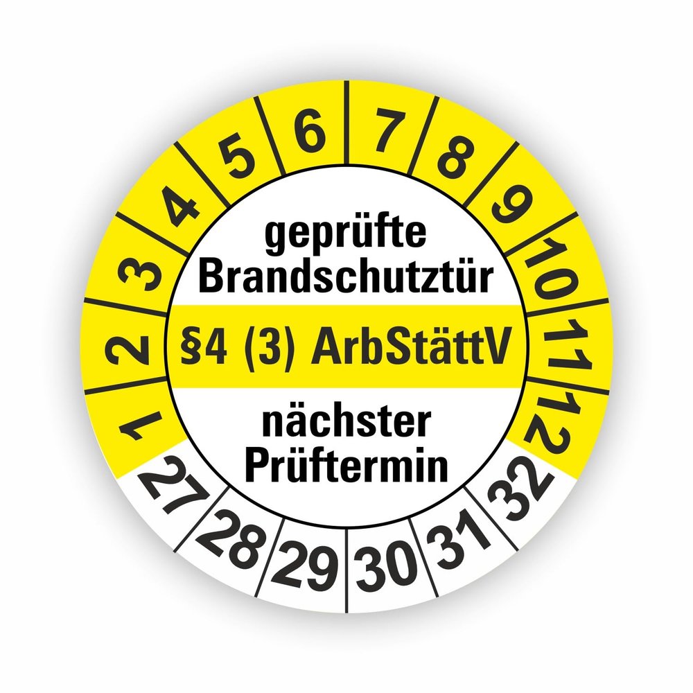 Fassbender-Druck Fire Protection Inspection Stickers, 30 mm, Self-Adhesive PVC, 120 Pieces