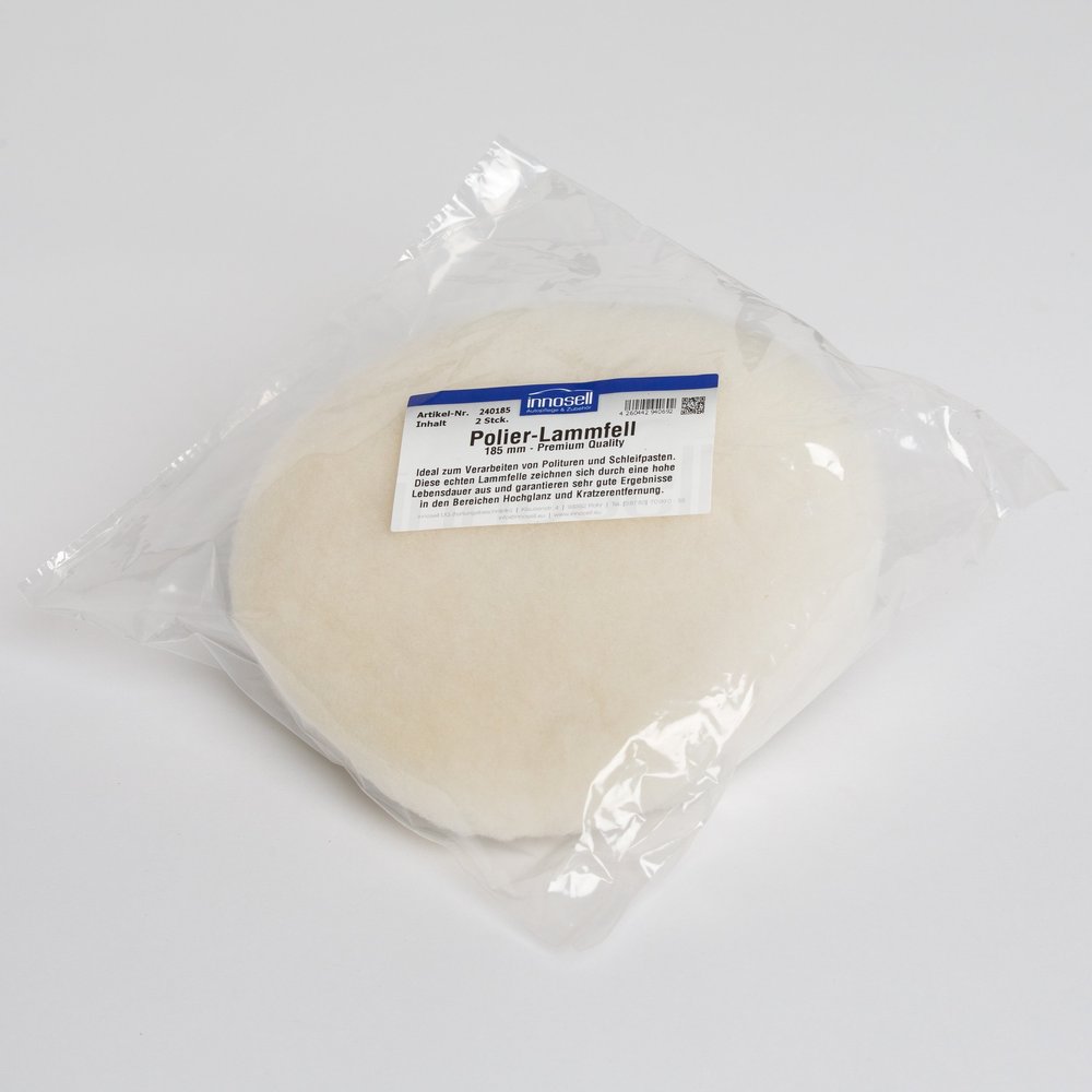 Innosell Genuine Lambswool Hook-and-Loop Polishing Bonnets, 185 mm, Set of 2