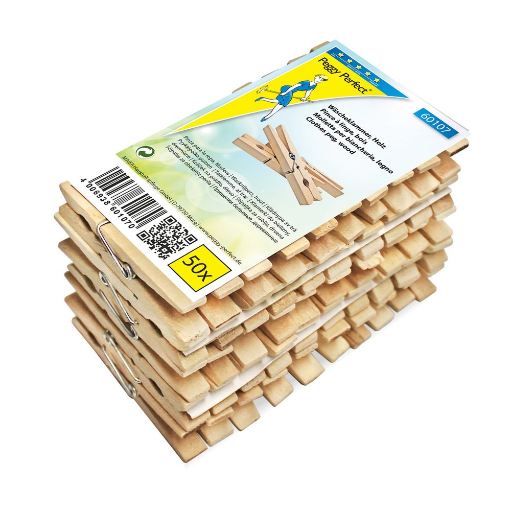 Peggy Perfect 60107 Wooden Clothespins, 75 mm