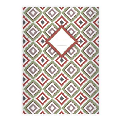 Kartenkaufrausch 16 Elegant Graphic DIN A5 School Notebooks, Writing Notebooks with Red Diamond Patterns, Ruling 4