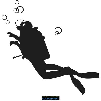 CLICKANDPRINT Diver Sticker, 70 x 67.8 cm, Metallic Black