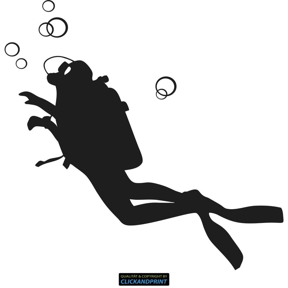 CLICKANDPRINT Diver Sticker, 70 x 67.8 cm, Metallic Black