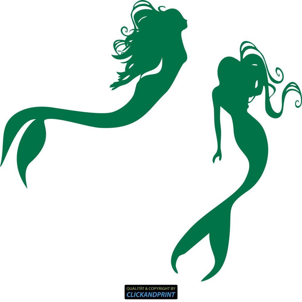 CLICKANDPRINT Mermaid Sticker, 30 x 27.1 cm, Reflective Green