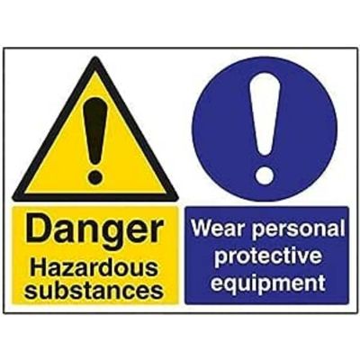 vsafety 6 A087BF-R Danger Hazardous Substances—Wear Protective Clothing Sign