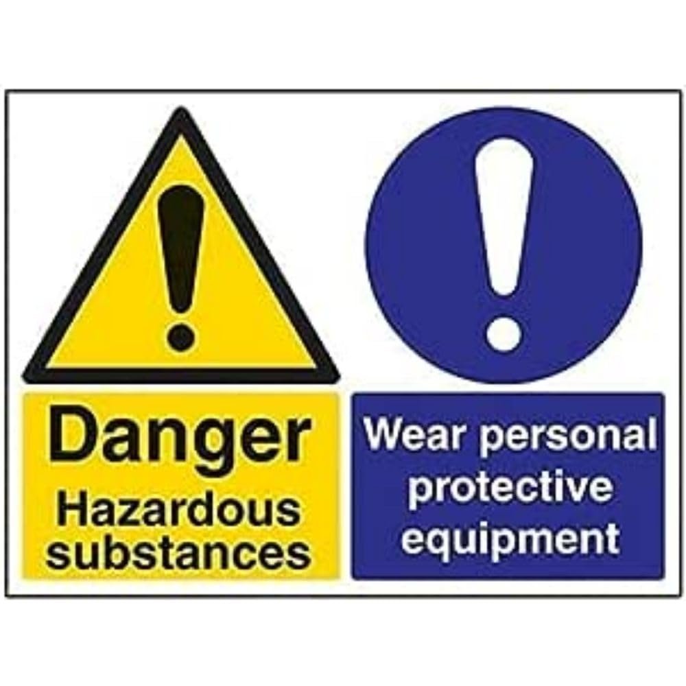vsafety 6 A087BF-R Danger Hazardous Substances—Wear Protective Clothing Sign