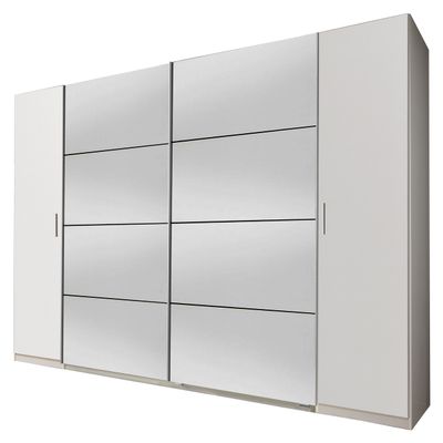 Wimex Lotto Sliding-Door Wardrobe, 270 x 210 x 65 cm (W/H/D), White/Mirror