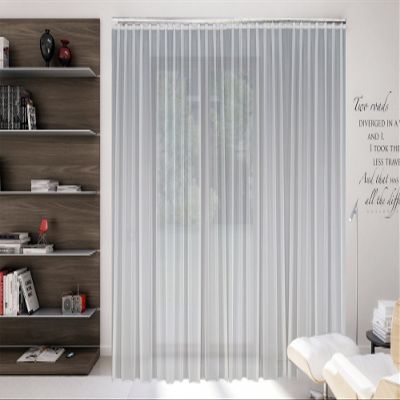 Sun World Custom-Made Flame-Retardant Voile Sheer Curtain, Automatic 1:2.5 Pleat Tape, 3-Fold, B1 Certified per DIN 4102, Height 90–295 cm (250 x 1000 cm H x W)