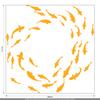 CLICKANDPRINT Fish Swirl Wall Decal, 120 x 117.5 cm, Golden Yellow view 3
