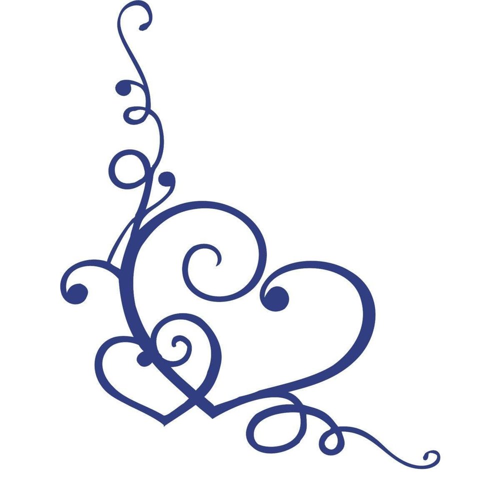 CLICKANDPRINT Floral Heart Wall Decal, 50 x 44.2 cm, Royal Blue