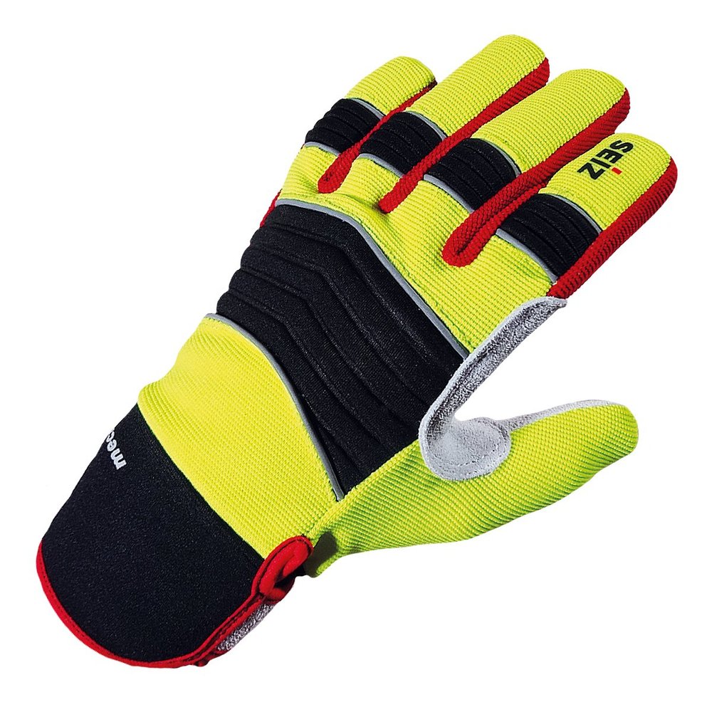 SEIZ Mechanic 800185 Universal Glove for Rescue Personnel, Size 13, Yellow/Black/Red/Gray