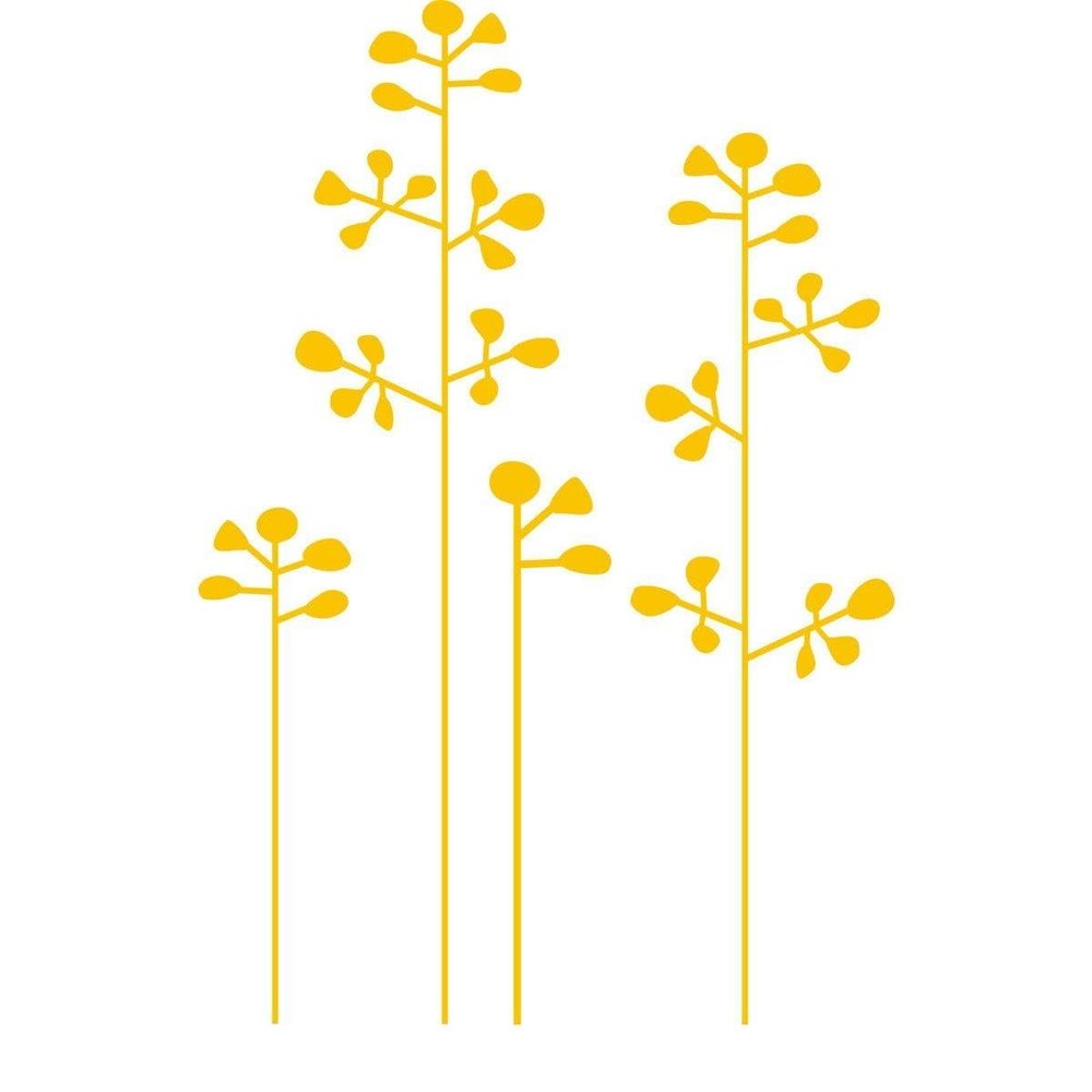 CLICKANDPRINT Floral Decoration Vinyl Decal, 50 x 31.9 cm, Yellow